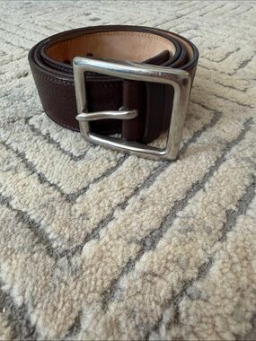 Coach Brown Leather Belt with Silver Buckle